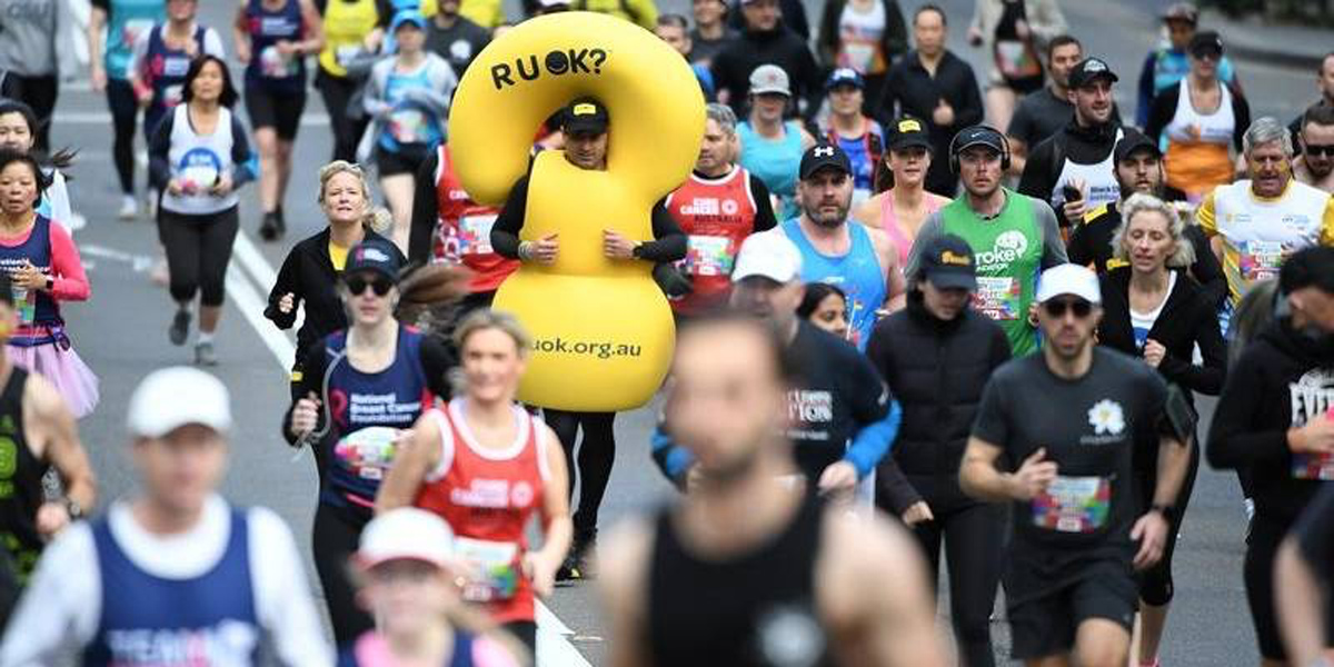 RUOK Question Mark runner in Canberra marathon